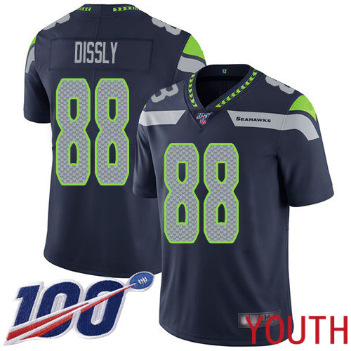 Seattle Seahawks Limited Navy Blue Youth Will Dissly Home Jersey NFL Football #88 100th Season Vapor Untouchable->women nfl jersey->Women Jersey
